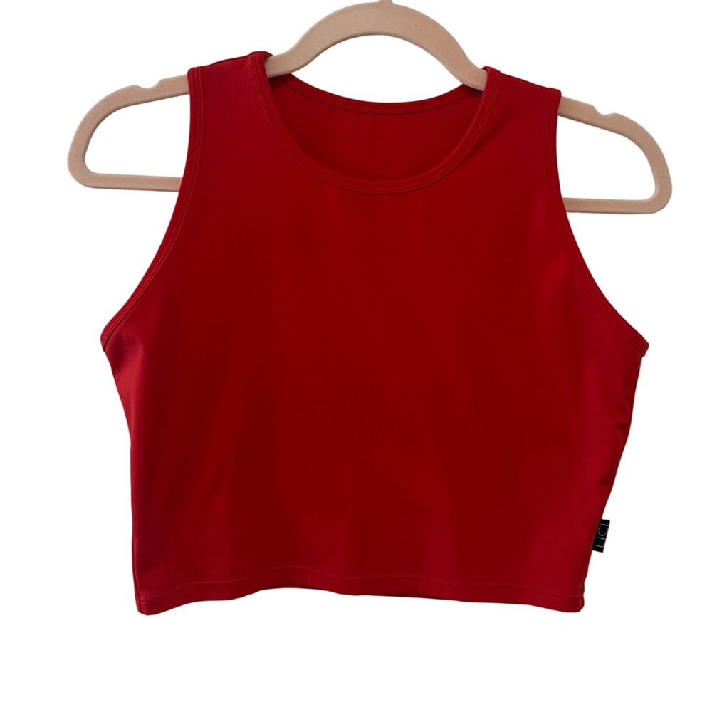 Lici Fit Crop Tank Top Women Large Red Activewear Sleeveless 1651